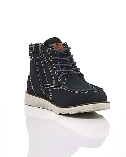 360 degree animation of product Boys Levi’s navy Indiana lace-up boots frame-6