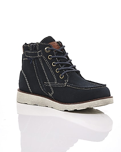 360 degree animation of product Boys Levi’s navy Indiana lace-up boots frame-7