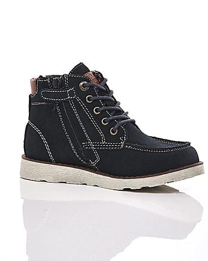 360 degree animation of product Boys Levi’s navy Indiana lace-up boots frame-8