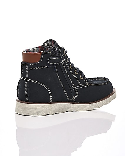 360 degree animation of product Boys Levi’s navy Indiana lace-up boots frame-12