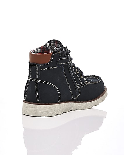 360 degree animation of product Boys Levi’s navy Indiana lace-up boots frame-13
