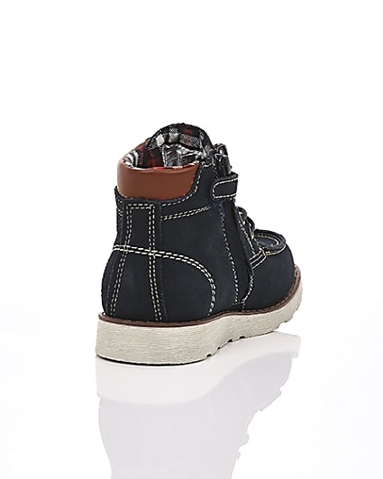 360 degree animation of product Boys Levi’s navy Indiana lace-up boots frame-14