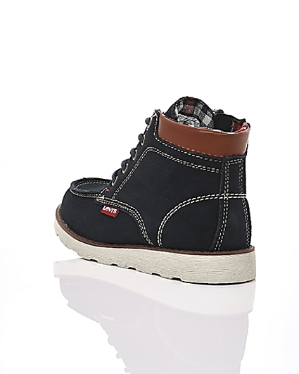 360 degree animation of product Boys Levi’s navy Indiana lace-up boots frame-18