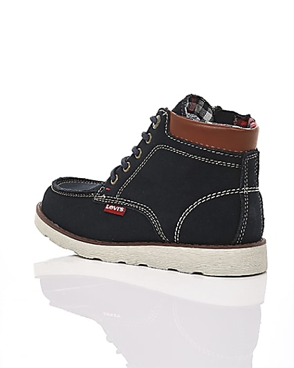360 degree animation of product Boys Levi’s navy Indiana lace-up boots frame-19