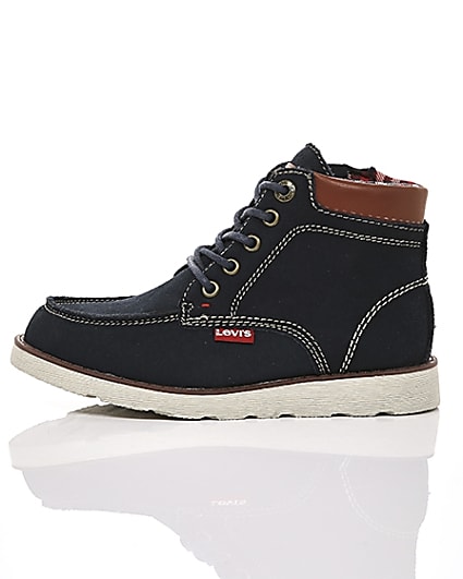 360 degree animation of product Boys Levi’s navy Indiana lace-up boots frame-22