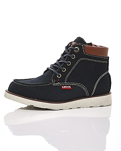 360 degree animation of product Boys Levi’s navy Indiana lace-up boots frame-23