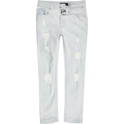 Boys light blue bleach wash Sid skinny jeans