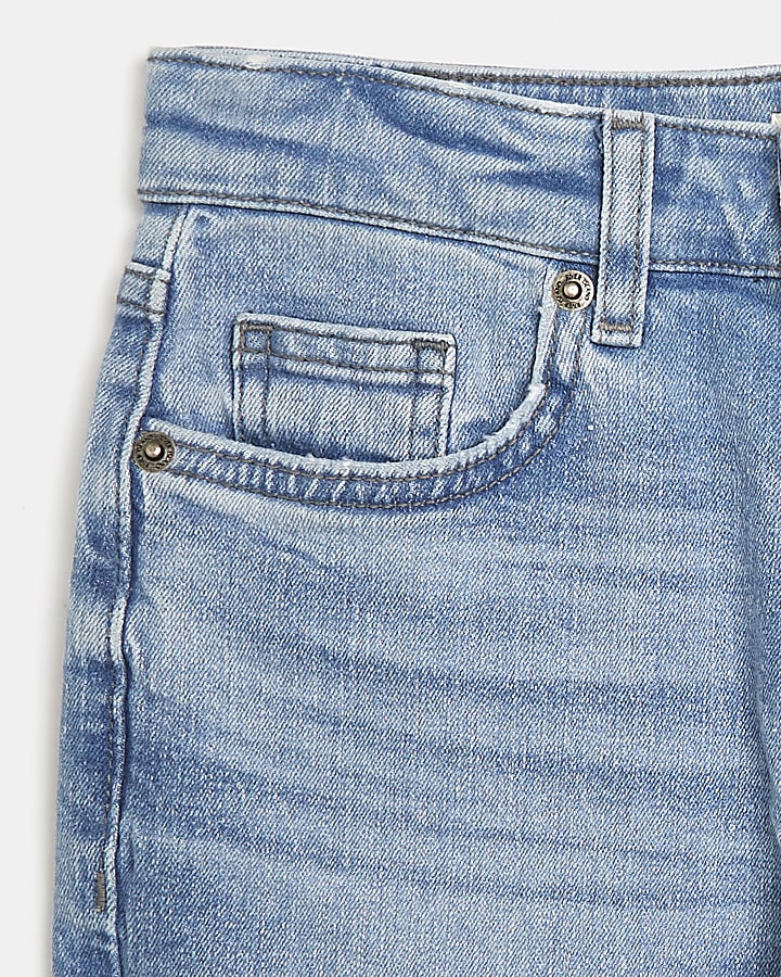 Boys light blue wash ripped regular fit jeans