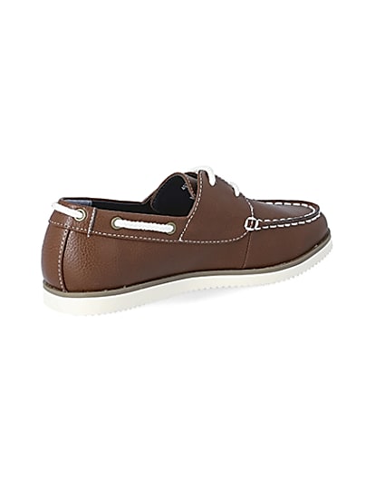 360 degree animation of product Boys light brown lace-up boat shoes frame-13