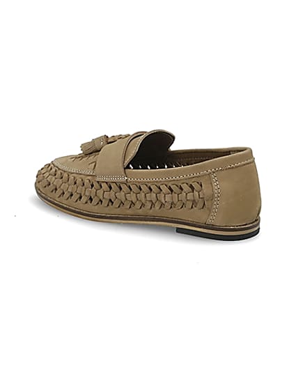360 degree animation of product Boys light brown leather woven loafers frame-5