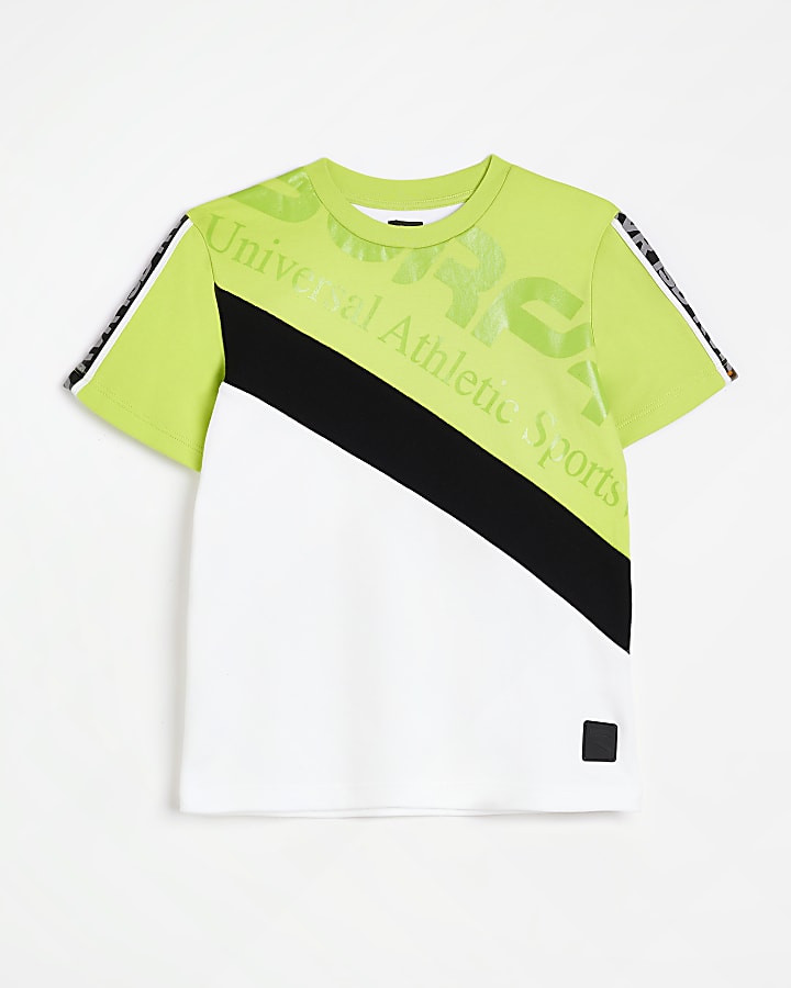 Boys lime colour block t-shirt