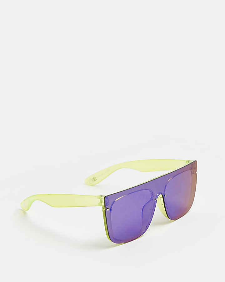 Boys lime mirror lens visor sunglasses