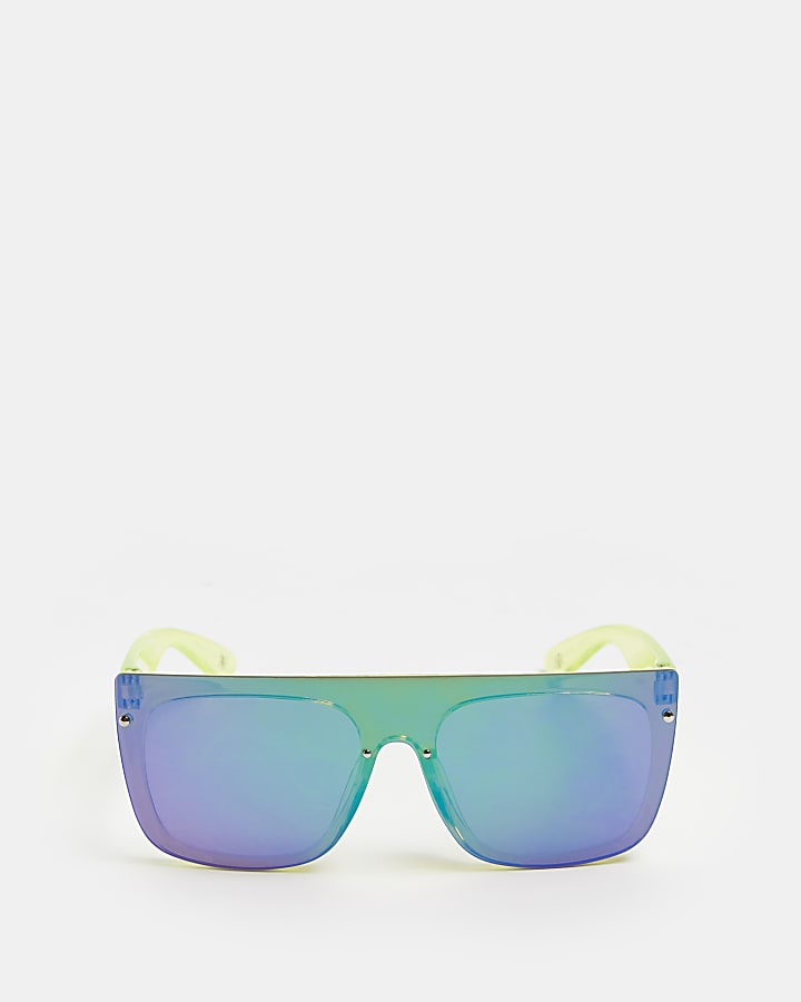 Boys lime mirror lens visor sunglasses