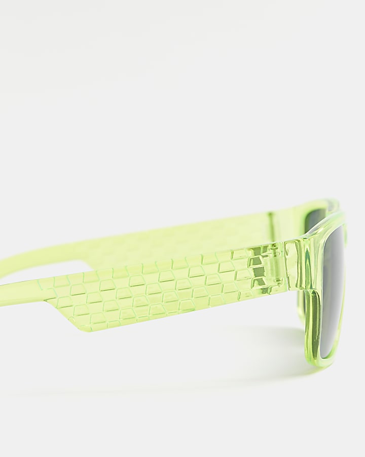 Boys lime neon weave detail square sunglasses