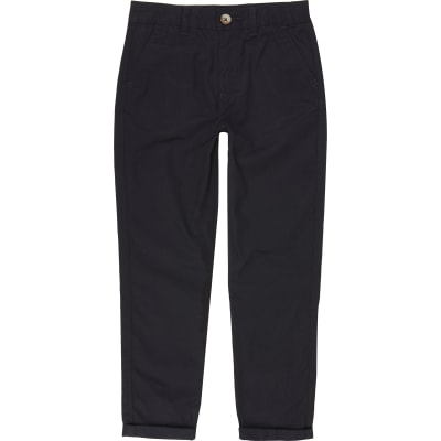 Boys navy chino trousers | River Island