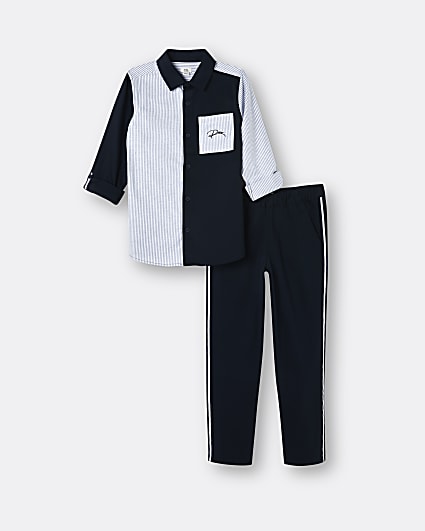 Boys navy colour blocked outfit