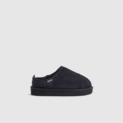 Boys Navy Faux Suede Slippers