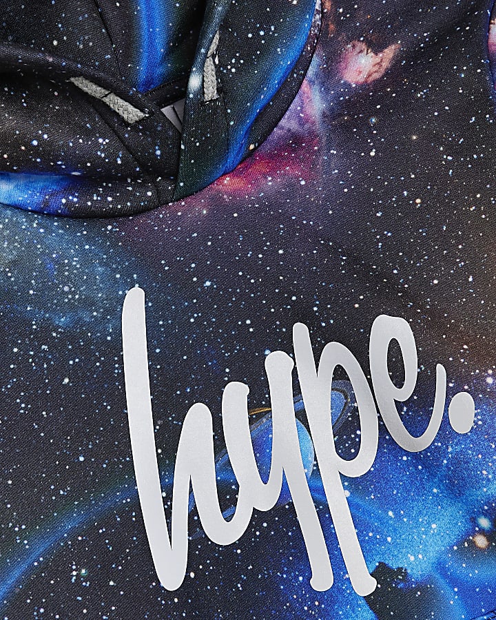 Boys navy HYPE galaxy print hoodie