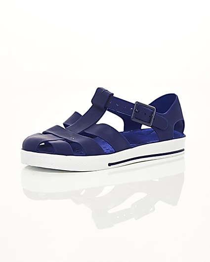 360 degree animation of product Boys navy jelly sandals frame-0