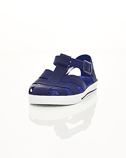 360 degree animation of product Boys navy jelly sandals frame-2