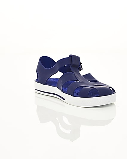 360 degree animation of product Boys navy jelly sandals frame-6