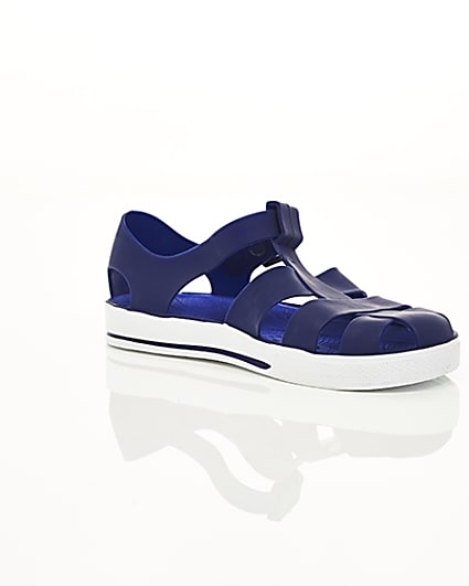360 degree animation of product Boys navy jelly sandals frame-7