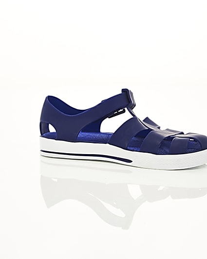 360 degree animation of product Boys navy jelly sandals frame-8
