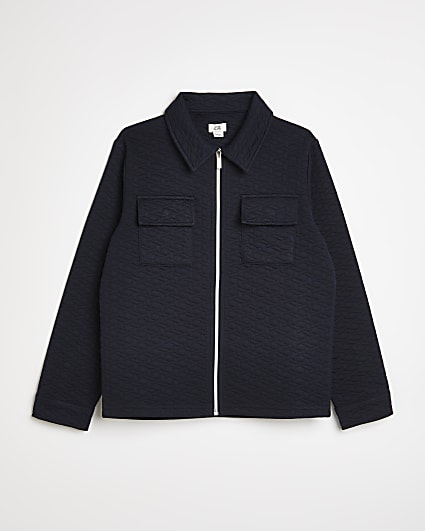 Boys navy jersey quilted shacket