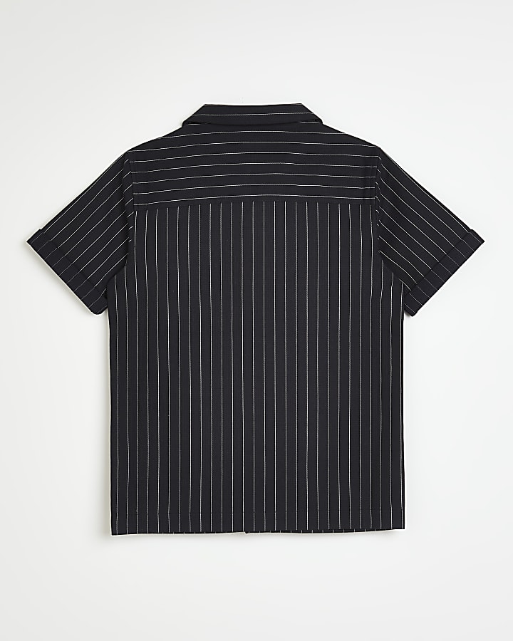 Boys navy Maison Riviera stripe shirt