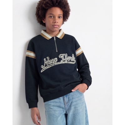 Boys Navy New York Striped Sweatshirt