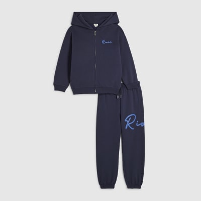Boys Navy RI Zipped Hoodie Set