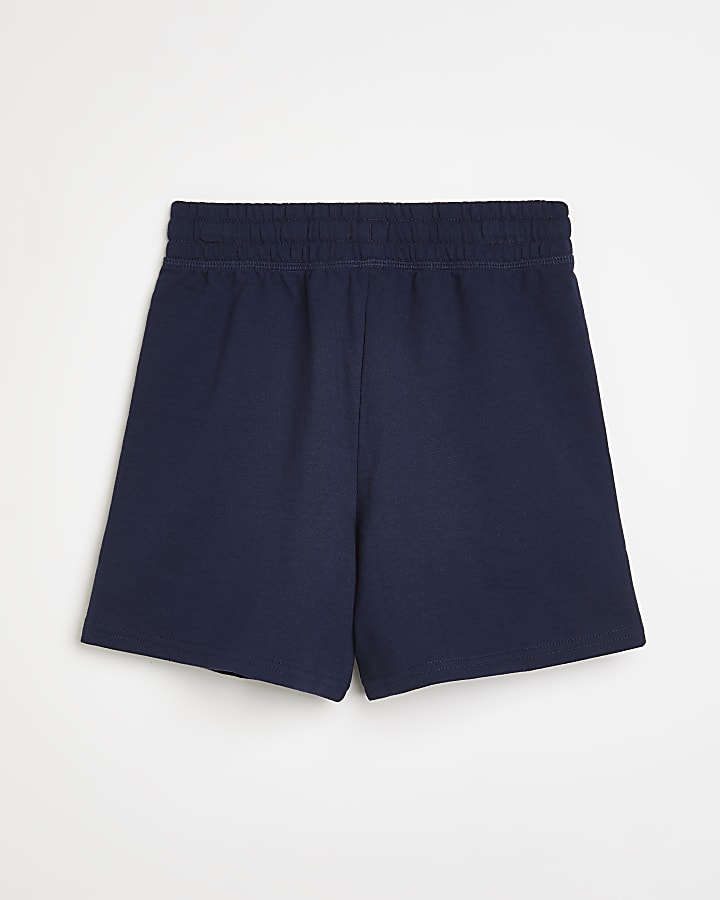 Boys navy RR branded elasticated waist shorts