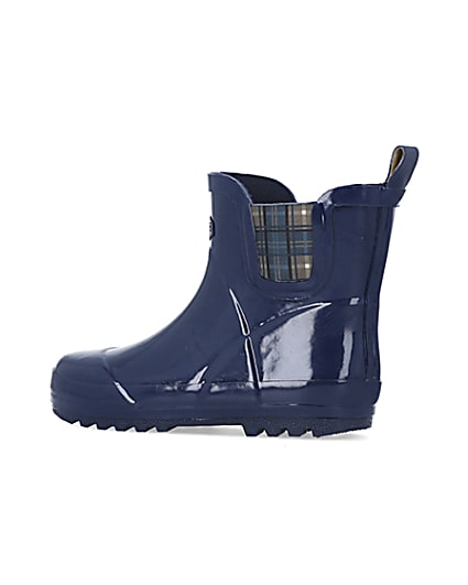 360 degree animation of product Boys Navy Rubber Chelsea Wellie Boots frame-5