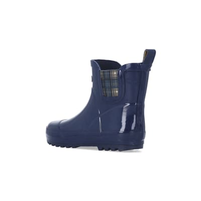 360 degree animation of product Boys Navy Rubber Chelsea Wellie Boots frame-6