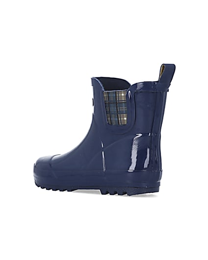 360 degree animation of product Boys Navy Rubber Chelsea Wellie Boots frame-6