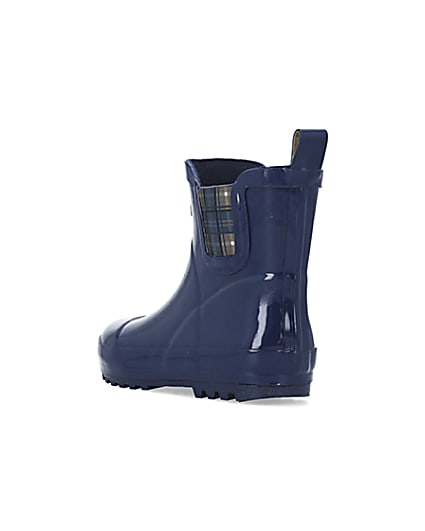 360 degree animation of product Boys Navy Rubber Chelsea Wellie Boots frame-7