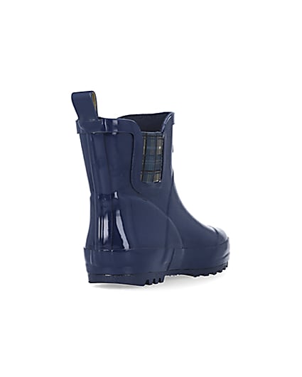 360 degree animation of product Boys Navy Rubber Chelsea Wellie Boots frame-11