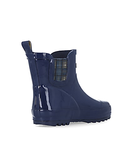 360 degree animation of product Boys Navy Rubber Chelsea Wellie Boots frame-12