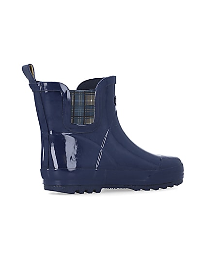 360 degree animation of product Boys Navy Rubber Chelsea Wellie Boots frame-13