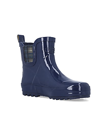 360 degree animation of product Boys Navy Rubber Chelsea Wellie Boots frame-18