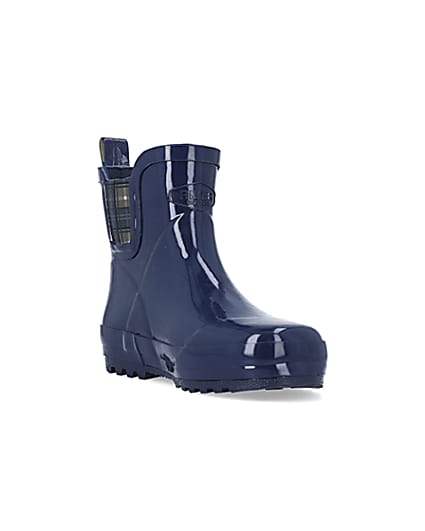 360 degree animation of product Boys Navy Rubber Chelsea Wellie Boots frame-19
