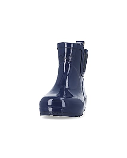 360 degree animation of product Boys Navy Rubber Chelsea Wellie Boots frame-22