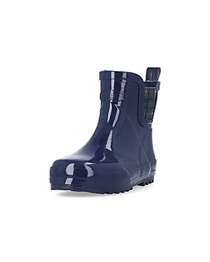 360 degree animation of product Boys Navy Rubber Chelsea Wellie Boots frame-23