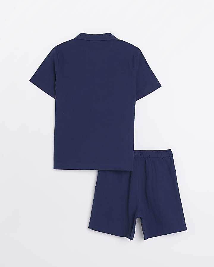 Boys Navy Shirt and Shorts Set