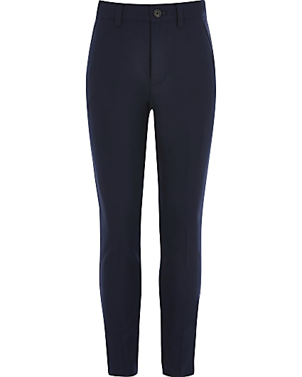 Boys navy skinny fit suit trousers