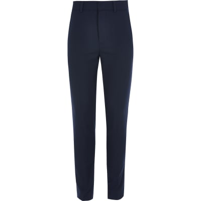 slim fit navy work trousers