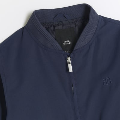 Boys navy smart bomber jacket River Island