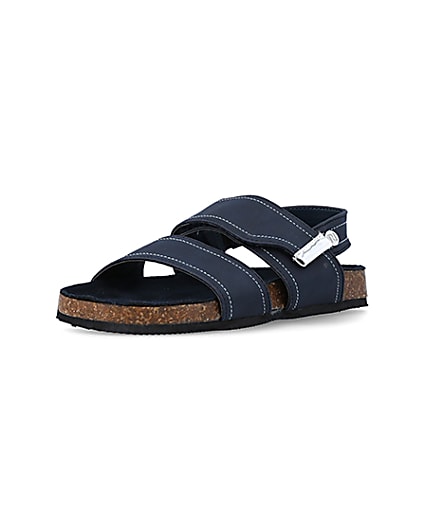 360 degree animation of product Boys navy stitched sandals frame-0