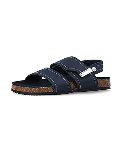 360 degree animation of product Boys navy stitched sandals frame-1