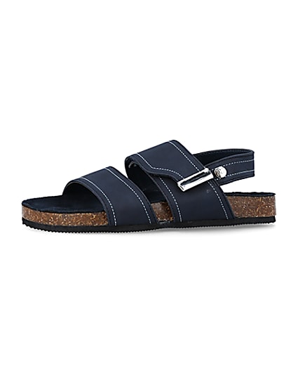 360 degree animation of product Boys navy stitched sandals frame-2